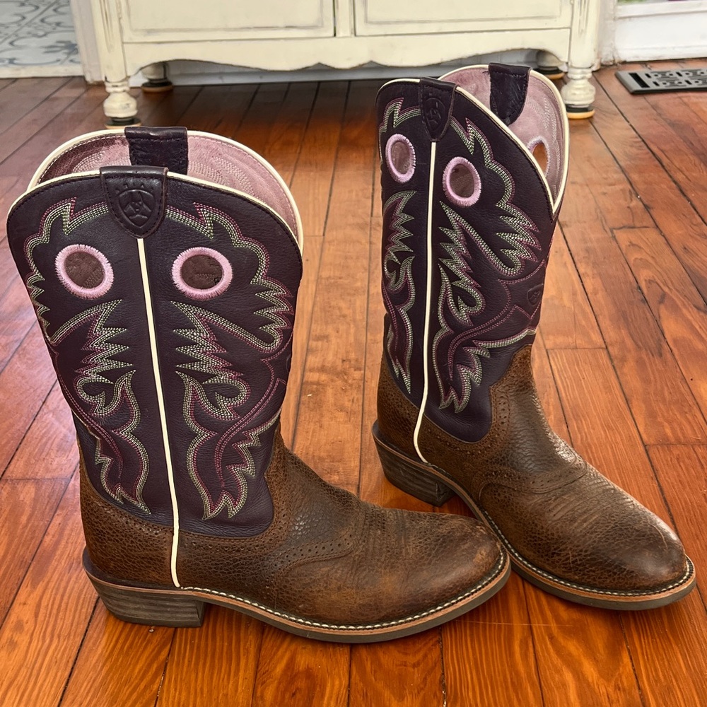 Ariat Women's Brown and Purple Heeled Boots